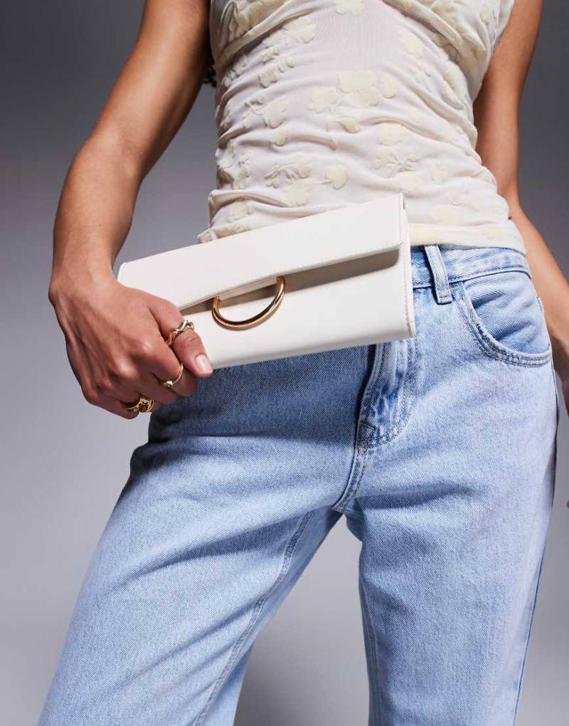 True Decadence - Schlichte Clutch aus Kunstleder in Elfenbein-Weiß von True Decadence