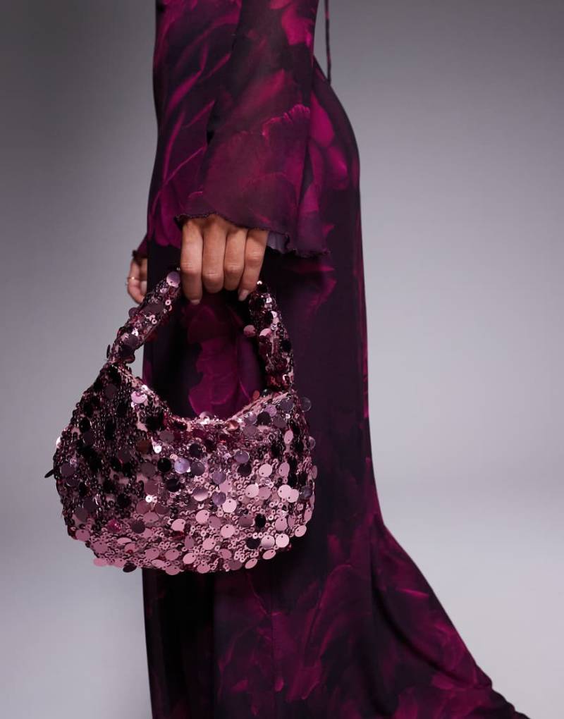 True Decadence - Schultertasche mit Pailletten in Rosa von True Decadence