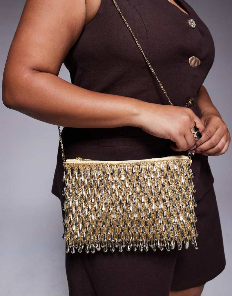 True Decadence - Verzierte Clutch in Gold mit Perlenbesatz-Goldfarben von True Decadence