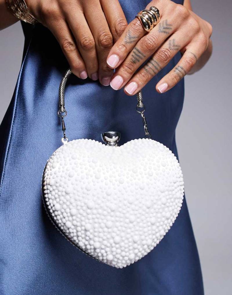 True Decadence - Verzierte Herztasche in Creme-Weiß von True Decadence