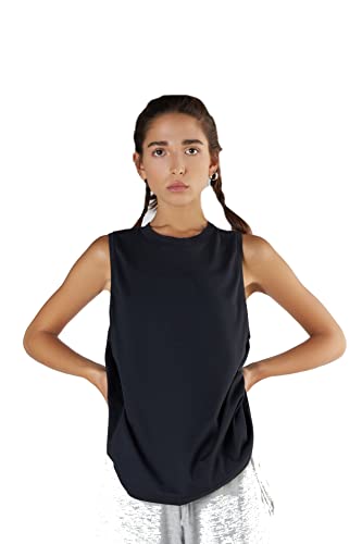 Damen Top Bio-Baumwolle Tanktop Tencel Modal T-Shirt 1211-(Schwarz, S) von True North