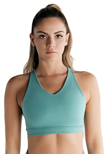 True North Damen Sport BH Bio-Baumwolle Gepolsterte Bustier T1232 (L, Malachite Green) von True North