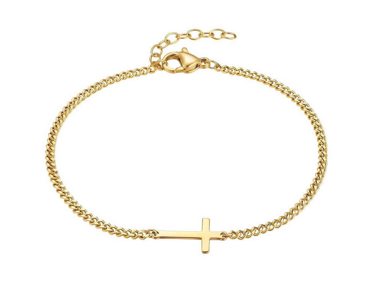 True Rebels Edelstahlarmband Kreuz gelbgold von True Rebels