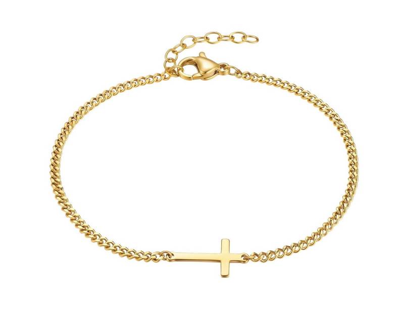 True Rebels Edelstahlarmband Kreuz gelbgold von True Rebels