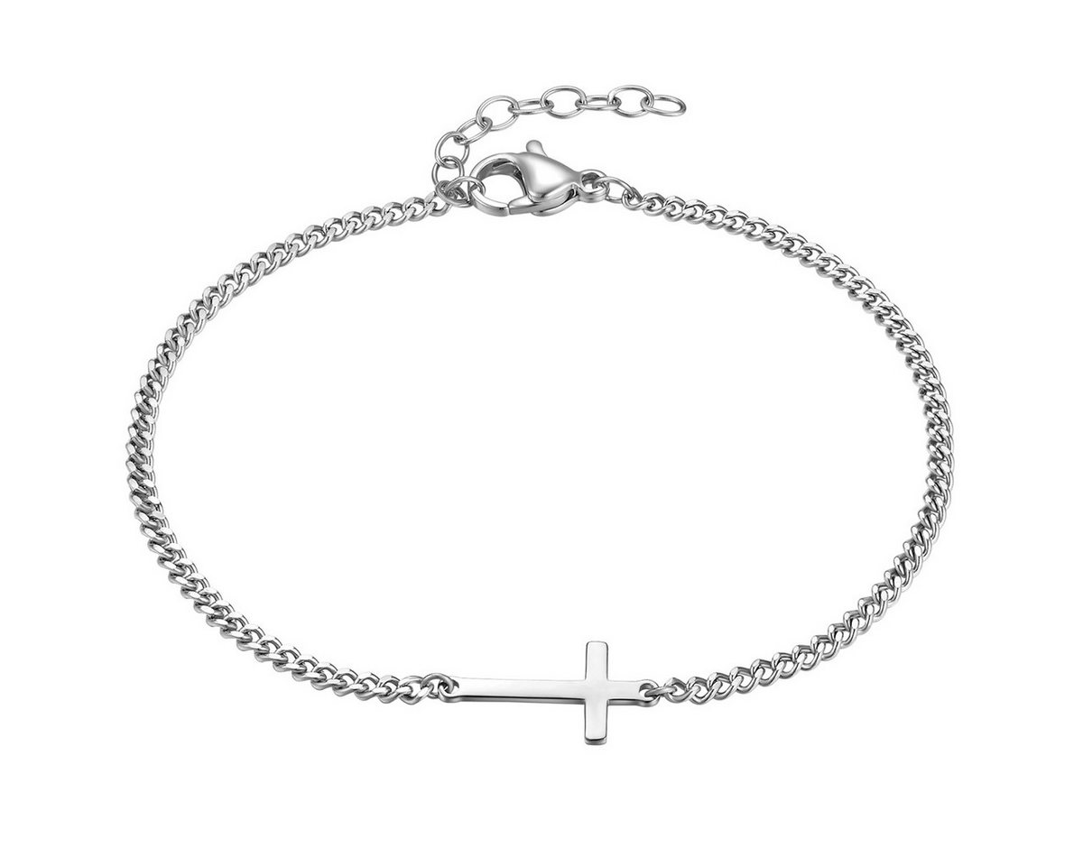 True Rebels Edelstahlarmband Kreuz silber von True Rebels