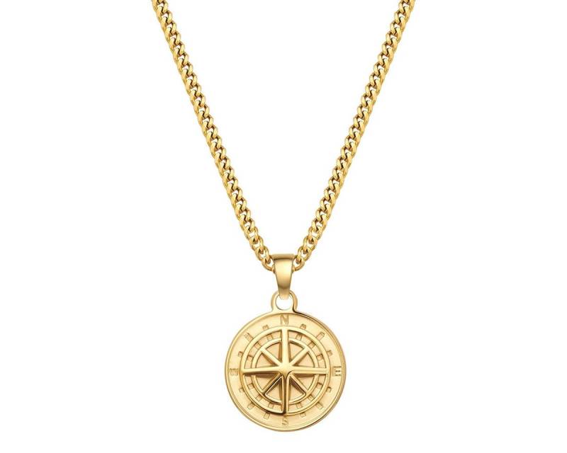 True Rebels Edelstahlkette Kompass gelbgold von True Rebels