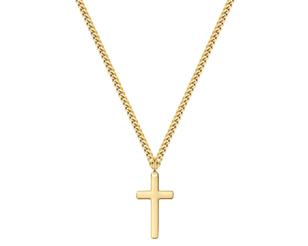 True Rebels Edelstahlkette Kreuz gelbgold von True Rebels