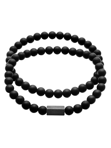 True Rebels Herren Armband 2er Set Edelstahl Achat schwarz Edelsteinarmband True Rebels Herren Armband 2er Set Edelstahl Achat schwarz Edelsteinarmband von True Rebels