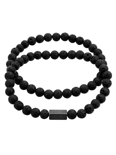 True Rebels Herren Armband 2er Set Edelstahl Lavastein schwarz Edelsteinarmband True Rebels Herren Armband 2er Set Edelstahl Lavastein schwarz Edelsteinarmband von True Rebels