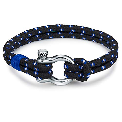 True Rebels Herren-Armband Textil blau Edelstahl - Männer-Schmuck Armbänder Freizeit mit Schäkel-Verschluss von True Rebels