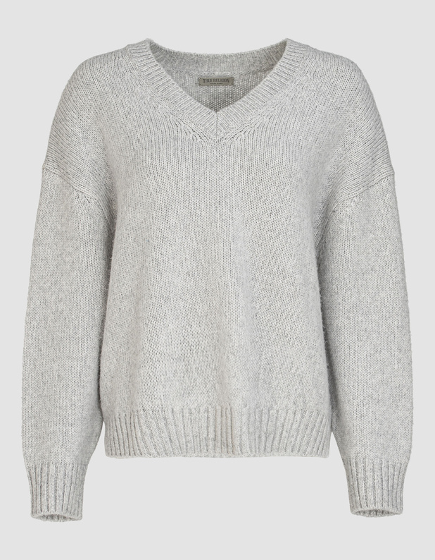 Boxy V Neck Light Grey von True Religion
