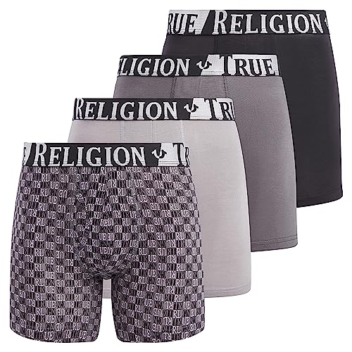 True Religion 4 Pack Cotton Stretch Boxer Briefs- Black/Grey von True Religion