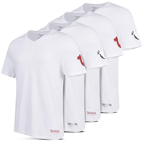 True Religion 4er Pack V-Neck T-Shirts - Weiß, L, Kurzarm, V-Ausschnitt, Komfort, Logo, Sport, Herren, Männer, T-Shirt, Hemd von True Religion