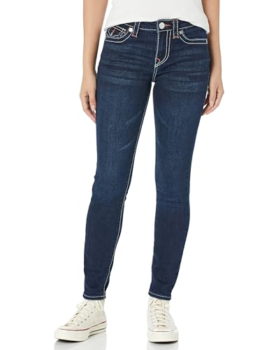 True Religion Brand Jeans Damen Halle Super Skinny Big T Flap Jeans, Capri, 28 von True Religion