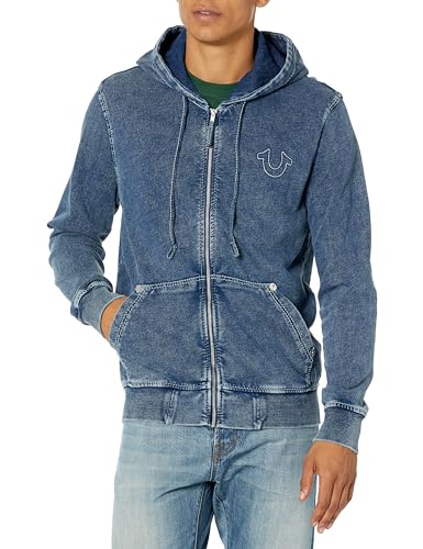 True Religion Brand Jeans Herren Big-t Zip Up Logo Hoody Kapuzenpullover, Indigo/Mandala-Traum, 3X von True Religion