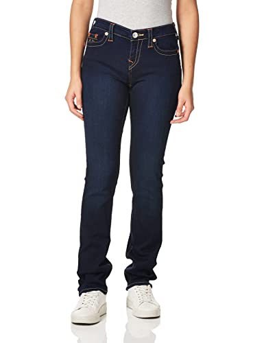 True Religion Damen Billie Mid Rise Straight Leg Rinse Jeans, Minimaler Abrieb von True Religion