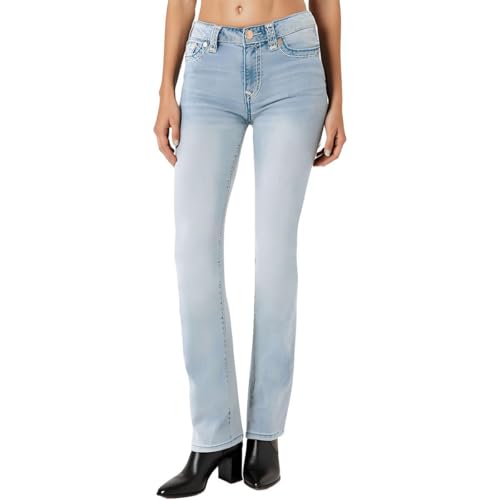 True Religion Damen Billie Midrise Straight Big T Jeans, Caspian Sea Wash, 27 von True Religion