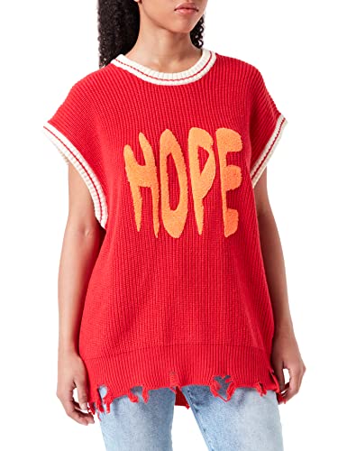 True Religion Damen Destroyed Oversized Love Pullover, RED, Standard,Rot,L von True Religion