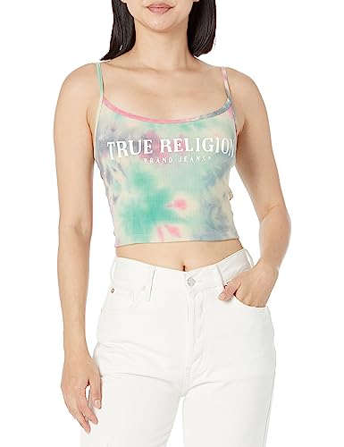 True Religion Damen Gewölbtes Logo Crop Cami, Su Tie Dye, X-Klein von True Religion