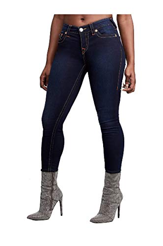 True Religion Damen Halle Mid Rise Super Skinny Fit Jeans, Minimal Abrasion, 27W von True Religion