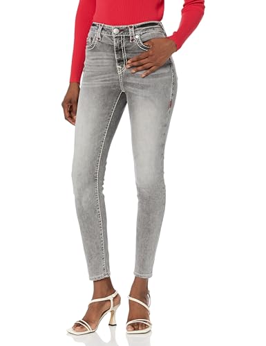 True Religion Damen Jennie High Rise Curvy Skinny Super T Flap Jeans, Grau (Graphite//Nature's Delight), 25 von True Religion