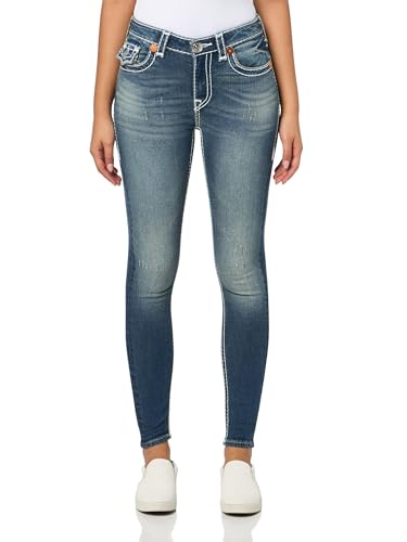 True Religion Damen Jennie Mid Rise Skinny Flap Super T​ Jeans, Valmonte, 28 von True Religion