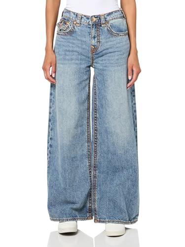 True Religion Damen Jessie Baggy Jeans mit Super T Stitching und Pattentaschen, Peak Spot, 32 von True Religion