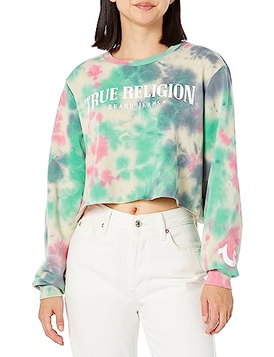 True Religion Damen Logo Relaxed Crop Sweatshirt, Su23td, XS von True Religion