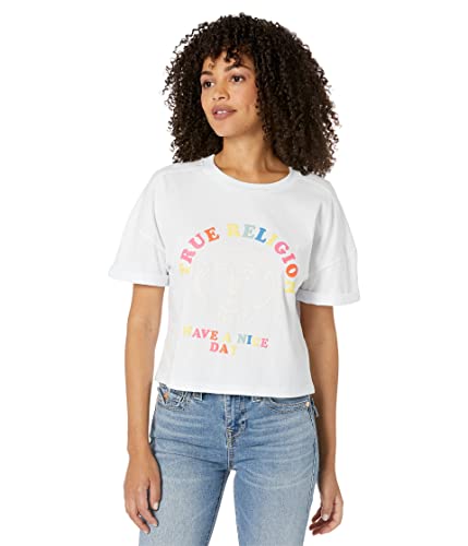 True Religion Damen Nice Day Rocker Bündchen T-Shirt, Optic White, X-Groß von True Religion