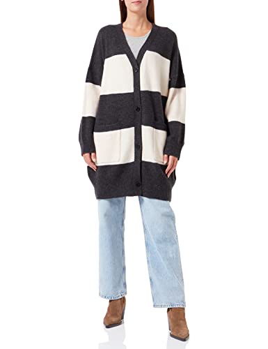 True Religion Damen Oversized Long Cardigan Strickjacke, Black/WHI, Standard,Black/Whi...,L von True Religion