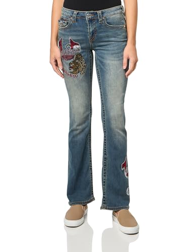True Religion Damen Tattoo Crystal Becca Mid Rise Boot Big T Jeans, Skyscraper Serenity​, 29 von True Religion