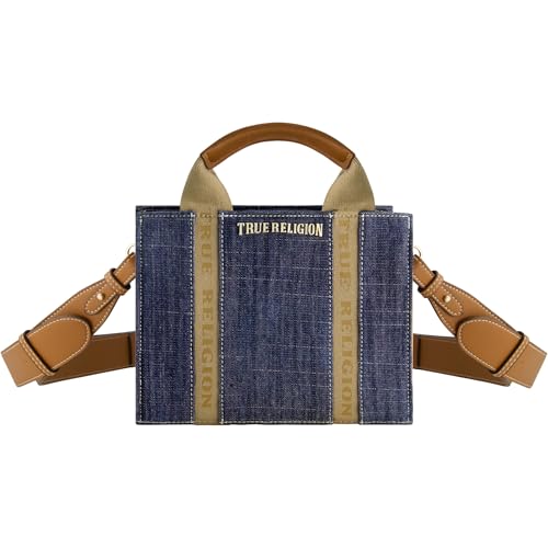 True Religion Damen Tote Bag, Women's Handbag with Adjustable Shoulder Strap and Front Pocket Mini-Box-Handtasche, Dunkles Denim True Religion Damen Tote Bag, Women's Handbag with Adjustable Shoulder Strap and Front Pocket Mini-Box-Handtasche, Dunkles Denim von True Religion