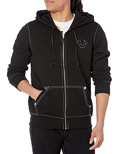 True Religion Herren Big T Zip Up Hoodie Kapuzenpullover, Jet Black, X-Large von True Religion