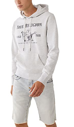 True Religion Herren Buddha Fleece Hoody Kapuzenpullover, Oatmeal Heather/Metallic Blk, X-Large von True Religion