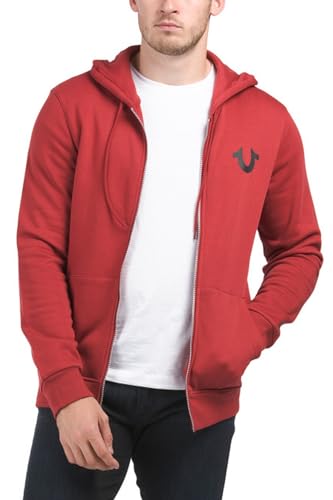 True Religion mens Buddha Logo Zip Hoodie Hooded Sweatshirt, Red Dahlia, Large US von True Religion