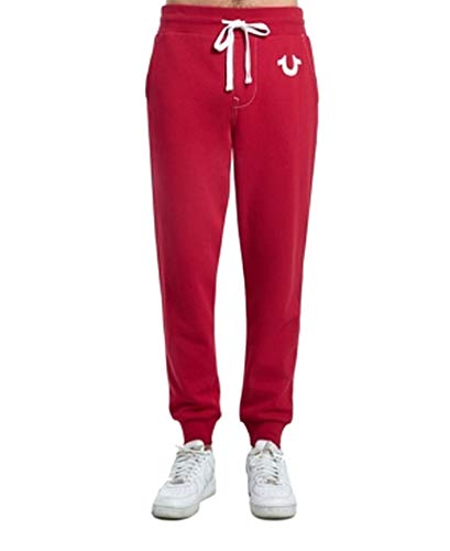 True Religion Herren Jogginghose mit klassischem Logo Trainingshose, rubinrot, X-Groß von True Religion