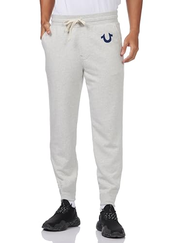 True Religion Herren Jogginghose mit Klassischem Logo Trainingshose, Haferflocken (Oatmeal), meliert, Mittel von True Religion