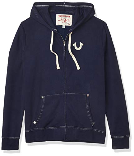 True Religion Herren Classic Logo Long Sleeve Zip Up Hoodie Kapuzenpullover, True Navy, XXX-Large von True Religion