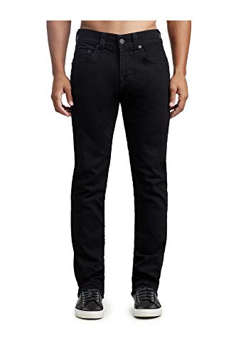 True Religion Herren Geno Slim Straight Jeans, Body Spülung Schwarz, 44W / 34L von True Religion