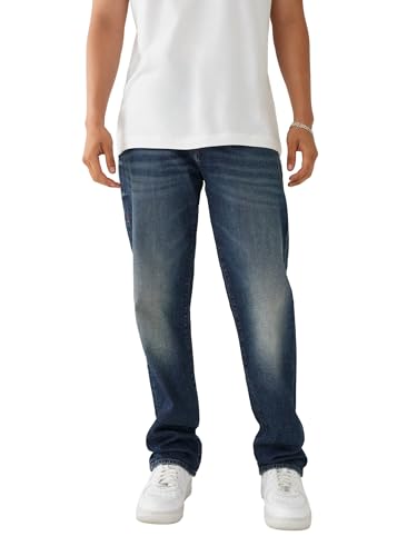 True Religion Herren-Jeans Ricky Single Needle Straight Flap, Getragene Trophäe, Größe M, 29 von True Religion