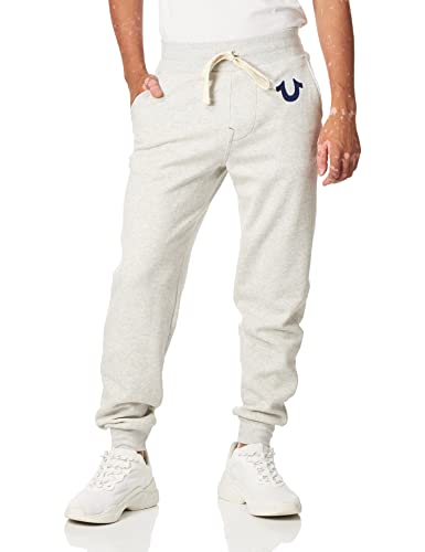 True Religion Herren Jogginghose mit klassischem Logo Trainingshose, New Oatmeal, Groß von True Religion