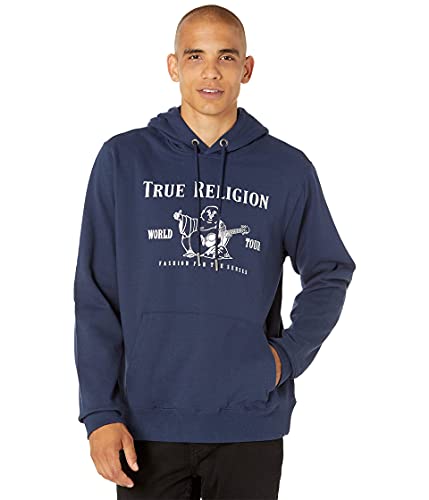 True Religion Herren Metallic Buddha Fleece Hoodie Kapuzenpullover, Navy, XX-Large von True Religion