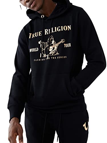 True Religion Herren Metallic Buddha Fleece Hoodie Kapuzenpullover, schwarz, Small von True Religion