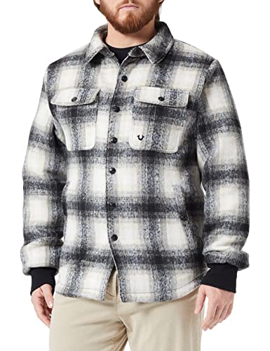 True Religion Herren Padded Overshirt OVERSIZE JACKET, BLACK BEIGE, M EU von True Religion