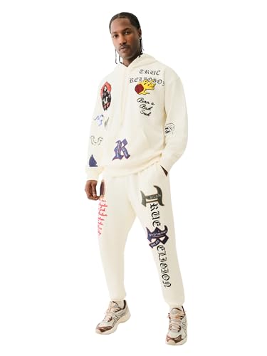 True Religion Herren Patch Embro Hoodie Sweatshirt, Winter-Weiß, XX-Large von True Religion