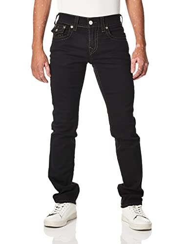 True Religion Herren Gerade Patte Jeans, Body Spülung Schwarz, 29W / 34L von True Religion