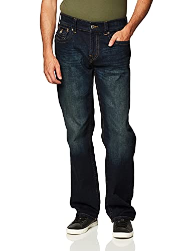 True Religion Herren Ricky Straight Leg Gesäß-Pattentaschen Jeans, Ggjd Letzter Anruf, 30W / 32L von True Religion