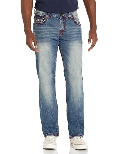 True Religion Herren Ricky Straight Super T Jeans, getragene Trophäe Medium, 50 von True Religion