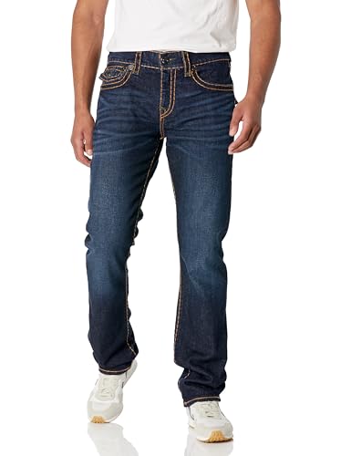 True Religion Herren Ricky Super T Straight Flap Jeans, Giza Dark Wash, 46 von True Religion