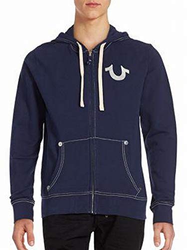 True Religion Herren klassischem Logo, langärmelig, mit Reißverschluss Kapuzenpullover, True Navy, Large von True Religion